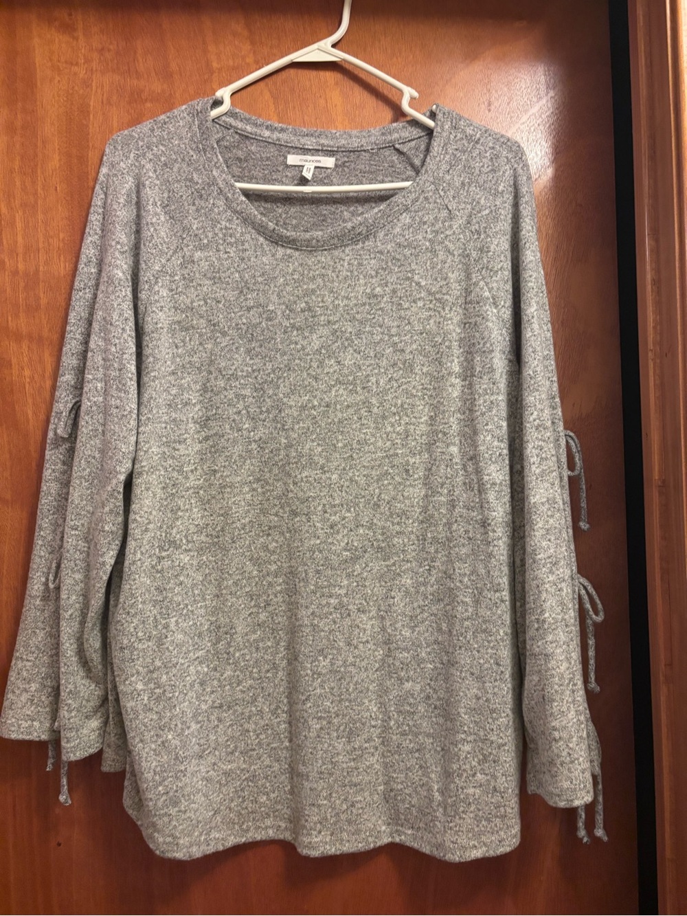 Maurices Heather Gray Tie-Detail Pullover